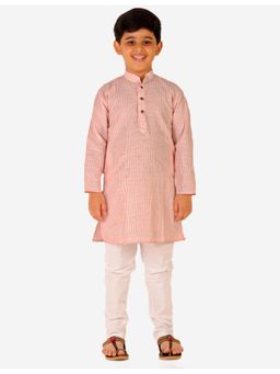 Pro Ethic Style Developer - Boys Ethnic Wear Cotton Stripes Kurta Pyjama - Orange