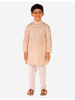 Pro Ethic Style Developer - Boys Ethnic Wear Cotton Stripes Kurta Pyjama - Orange