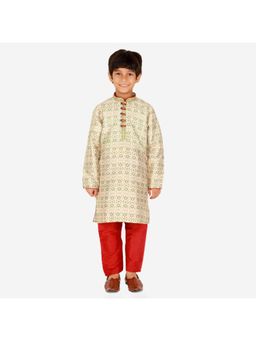Pro Ethic Style Developer - Boys Ethnic Wear Silk Kurta Pajama - Green