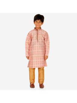 Pro Ethic Style Developer - Boys Ethnic Wear Silk Kurta Pajama - Pink