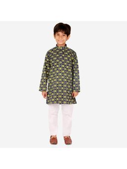 Pro Ethic Style Developer - Boys Ethnic Wear Cotton Kurta Pajama Floral Print - Blue