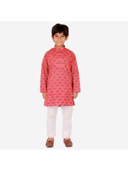 Pro Ethic Style Developer - Boys Ethnic Wear Cotton Kurta Pajama Floral Print - Pink