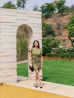 RUIAAN - Slush Ruched Olive Dress