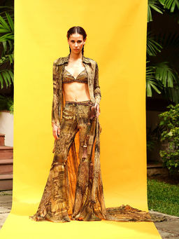 Nikita Mhaisalkar - Green Python Print Pants & Jacket (Set of 2)