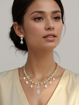 Kalakrith Milano - Women White Ophelia Two Tone Waterfall Jewellery Set