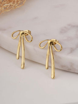 Palmonas - Gold Delicate Bow Drop Earrings