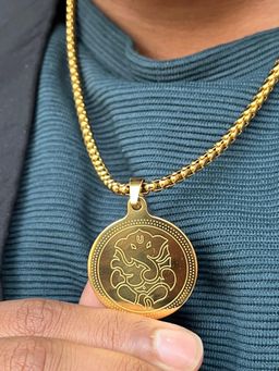 Japam - 24K Gold Plated Ganesh Ji Coin Necklace