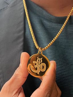 Japam - 24K Gold Plated Om Trishool Coin Necklace