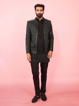 Vastramay - Men Bottle Green Jodhpuri With Satin Kurta & Pant
