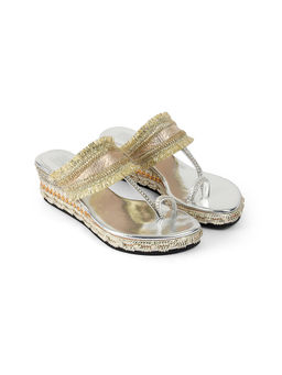 STOFFA - Gota Border Low K Silver Kolhapuri