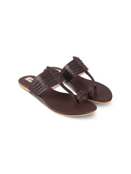 STOFFA - Classic K Flats Brown Kolhapuri