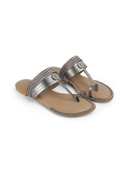 STOFFA - Strip Braid K Flats Pewter Grey Kolhapuri