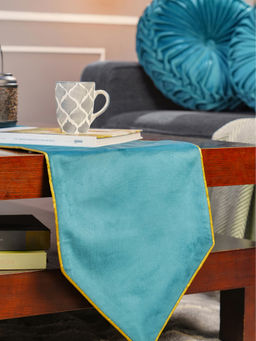 Maspar - Polyester Teal Solid Table Runner & Cushions (4 Seater)