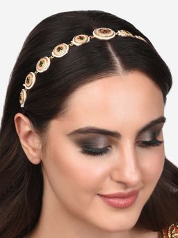 Zaveri Pearls - Multicolor Meenakari Peacock Inspired Bridal Head Chain-ZPFK14069