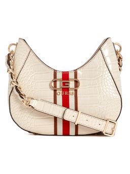 Guess - Beige Nelka Top Zip Crossbody Bag