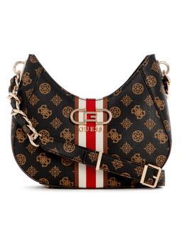 Guess - Brown Nelka Top Zip Crossbody Bag