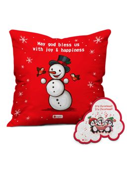 Indigifts - Red Christmas Cushion with Fridge Magnet