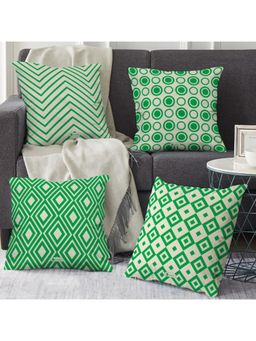 Indigifts - Geometric Green Printed Cushion Covers (Set Of 4)