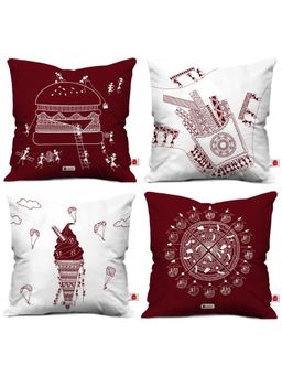 Indigifts - Food Lovers Themed Designer Printed Cushion Covers (Set Of 4)