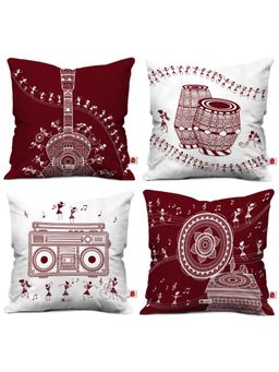 Indigifts - Square Satin Pillow Sofa Cushion Covers (Set Of 4)