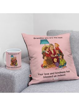 Indigifts - Pink Grandma Cushion & Ceramic Mug, Mothers Day Gift