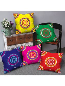 Indigifts - Multi-Color Mandala Print Cushions (Set Of 5)