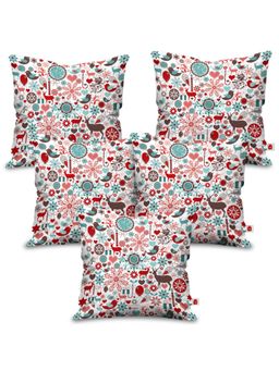 Indigifts - Doodle Pattern Printed White Cushions (Pack Of 5)