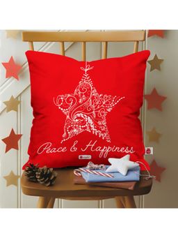 Indigifts - Peace and Happiness Printed Red Cushion Cover