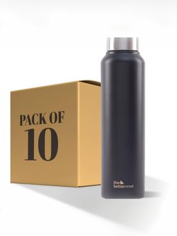 The Better Home - Stainless Steel Water Bottle 1L, Black (Pack Of 10)
