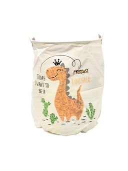 EZ Life - Dancing Dino White Peach Laundry Basket Kids Toys Basket (40 x 50 cms) 1 Pc