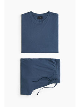 H&M - Men Blue Pyjama T-Shirt And Shorts Set