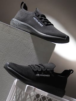 Jack & Jones - Black Knit Lace-Up Sneakers