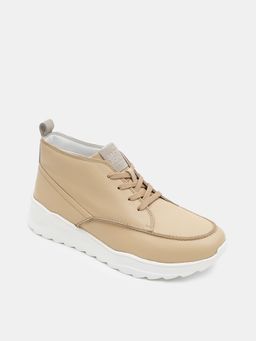Jack & Jones - Beige Leather Chunky Boots