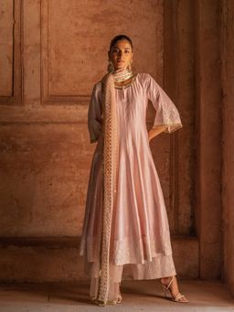 Preevin - Forest Onion Pink Anarkali with Pant and Dupatta