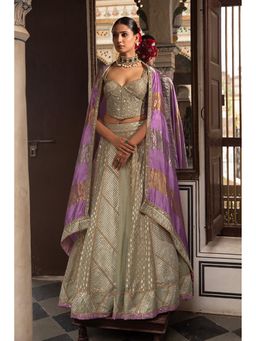 Neha Khullar - Green Lehenga with Stitched Blouse and Dupatta