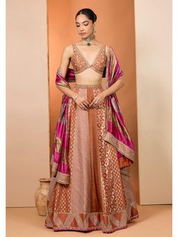 Neha Khullar - Rust Lehenga with Stitched Blouse and Dupatta