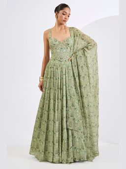 Neha Khullar - Green Corset With Lehenga And Dupatta