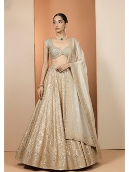 Neha Khullar - Ivory Lehenga with Stitched Blouse and Dupatta