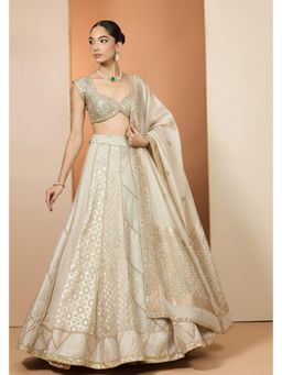 Neha Khullar - Ivory Lehenga with Stitched Blouse and Dupatta
