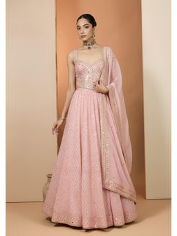 Neha Khullar - Pink Lehenga with Stitched Blouse and Dupatta