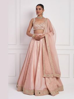 Neha Khullar - Peach Lehenga with Stitched Blouse and Dupatta