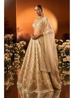 Neha Khullar - Ivory Banarasi Silk Lehenga with Stitched Blouse and Dupatta