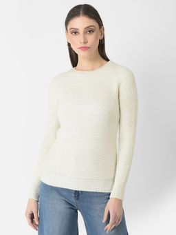 CRIMSOUNE CLUB - Women White Knitted Sweater