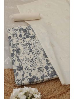 Soch - Grey Floral Embroidered Unstitched Kurta with Bottom and Dupatta