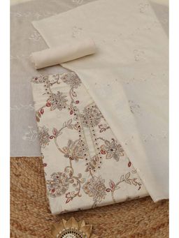 Soch - Cream Floral Printed Unstitched Kurta with Bottom and Dupatta
