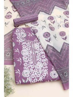 Soch - Lavender Floral Unstitched Kurta with Bottom and Dupatta