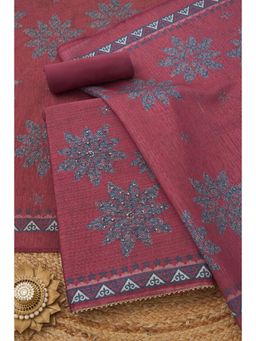 Soch - Maroon Art Silk Floral Unstitched Kurta with Bottom and Dupatta