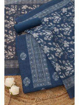 Soch - Navy Blue Floral Unstitched Kurta with Bottom and Dupatta