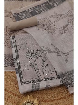 Soch - Beige Floral Unstitched Kurta with Bottom and Dupatta