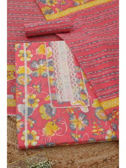 Soch - Coral Floral Printed Unstitched Kurta with Bottom and Dupatta